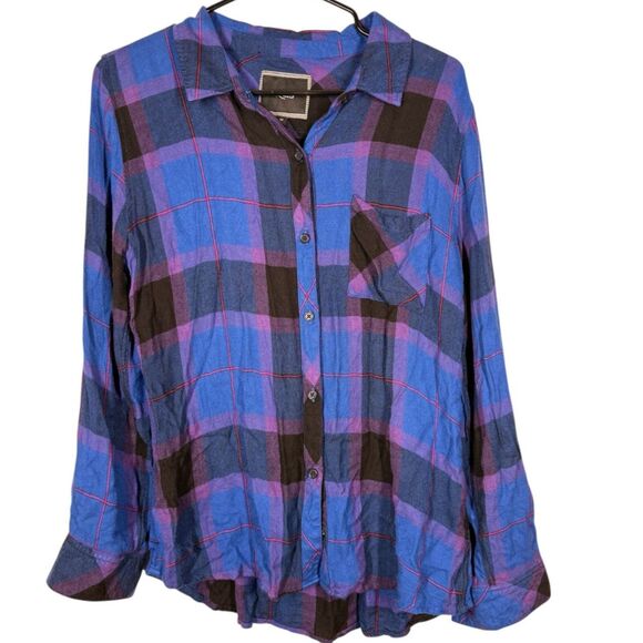 Tops - Rails Womens Blue Purple Plaid Button Up Flannel Sz M Soft Grunge